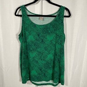 Chico's Allover Snake Print Tank Top Tee Size 2 (US L/12) Green